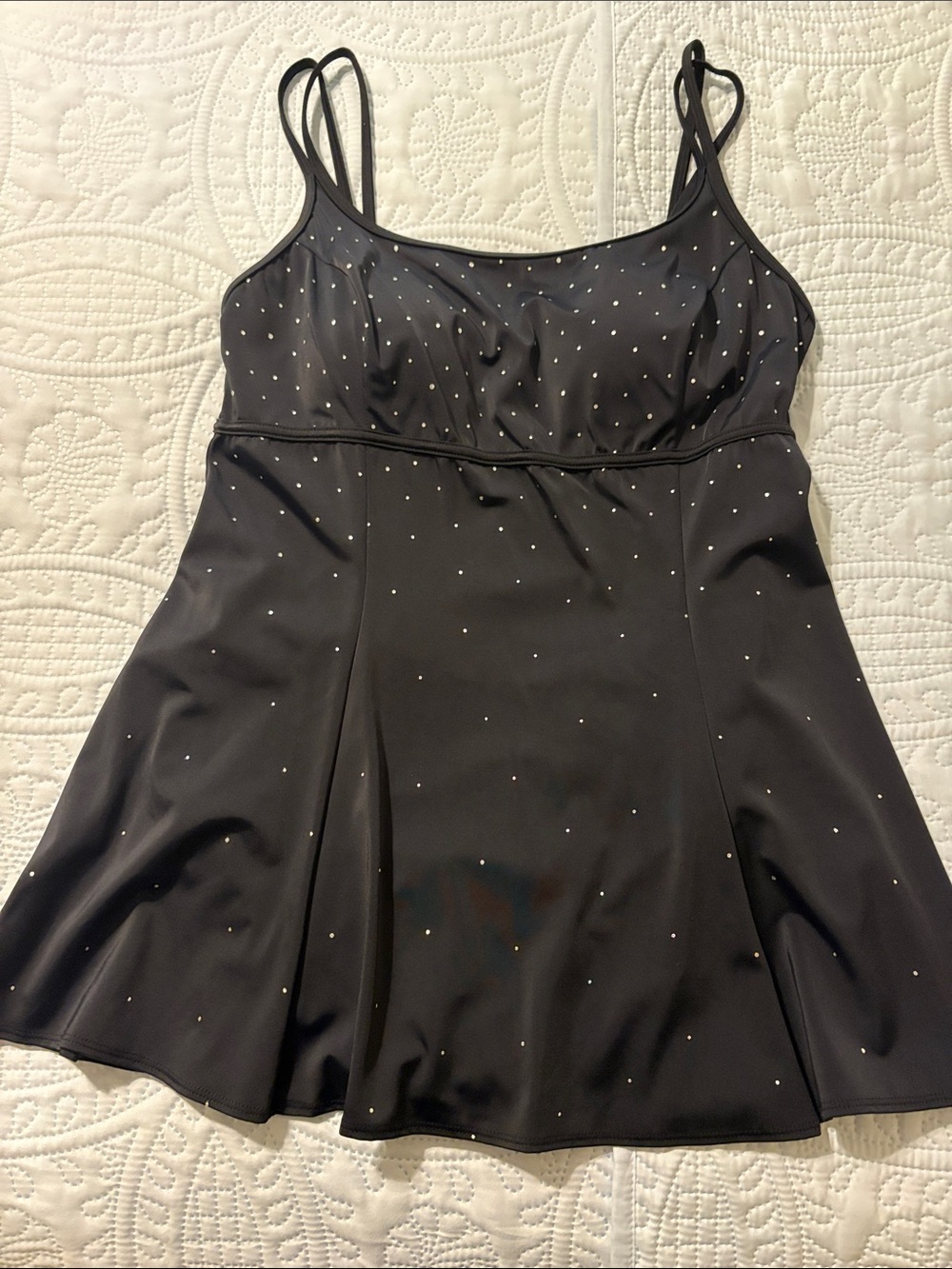 Black with Silver Metallic Embellished Women’s Swim Dress
